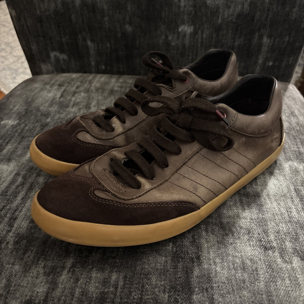 Camper Pelotas Low Top Sneakers in Brown Leather and Suede Shoes Men's 45 US 12